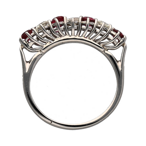 18ct White Gold Diamond & Ruby Set Band Ring