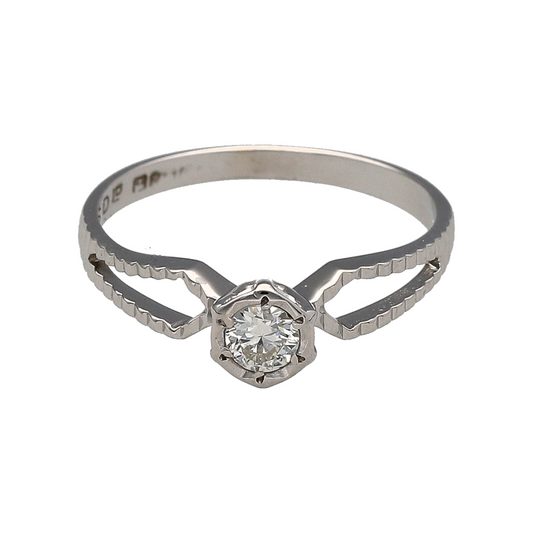 18ct White Gold & Diamond Set Solitaire Ring