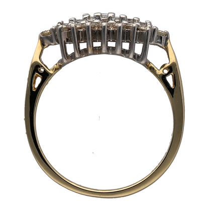 9ct Gold & Diamond Set Long Style Cluster Ring