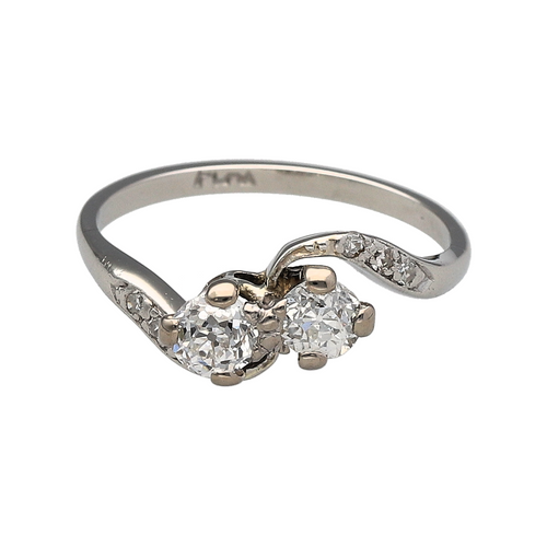 Platinum & Double Diamond Set Twist Ring