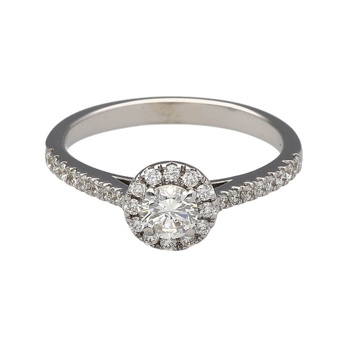 18ct White Gold & Diamond Set Halo Ring