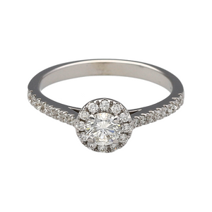 18ct White Gold & Diamond Set Halo Ring