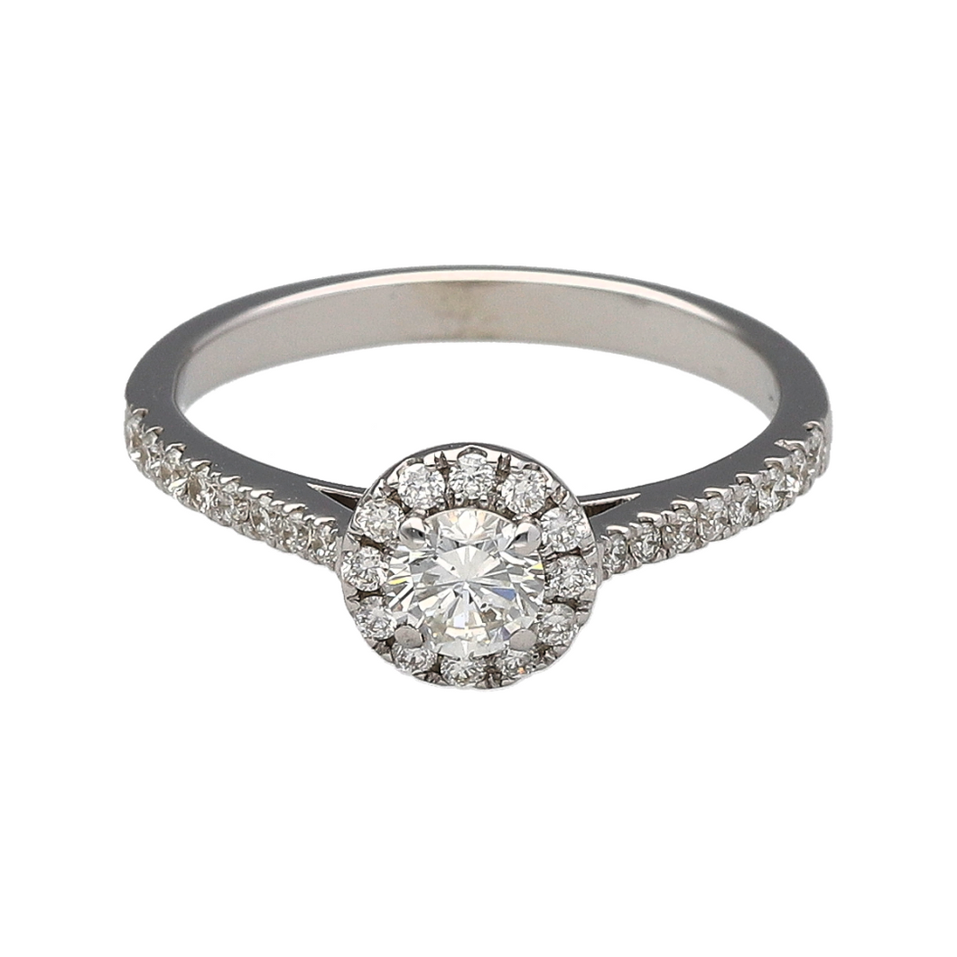 18ct White Gold & Diamond Set Halo Ring