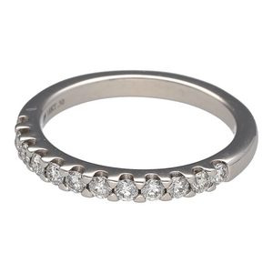 Add a touch of timeless elegance to your jewellery collection with this pre-owned 18ct white gold & diamond set band ring, featuring:

Design: A sleek and sophisticated band ring, adorned with sparkling diamonds for a refined look.
Material: 18-carat white gold, offering a luxurious and modern finish.
Gemstones: Set with approximately 0.50ct of diamond content in total, providing exceptional brilliance.
Size & Weight: Designed in size P, with a well-balanced weight of 4.10 grams for a comfortable fit.
Band 