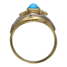 Load image into Gallery viewer, 18ct Gold Diamond &amp; Turquoise Set Dress Ring
