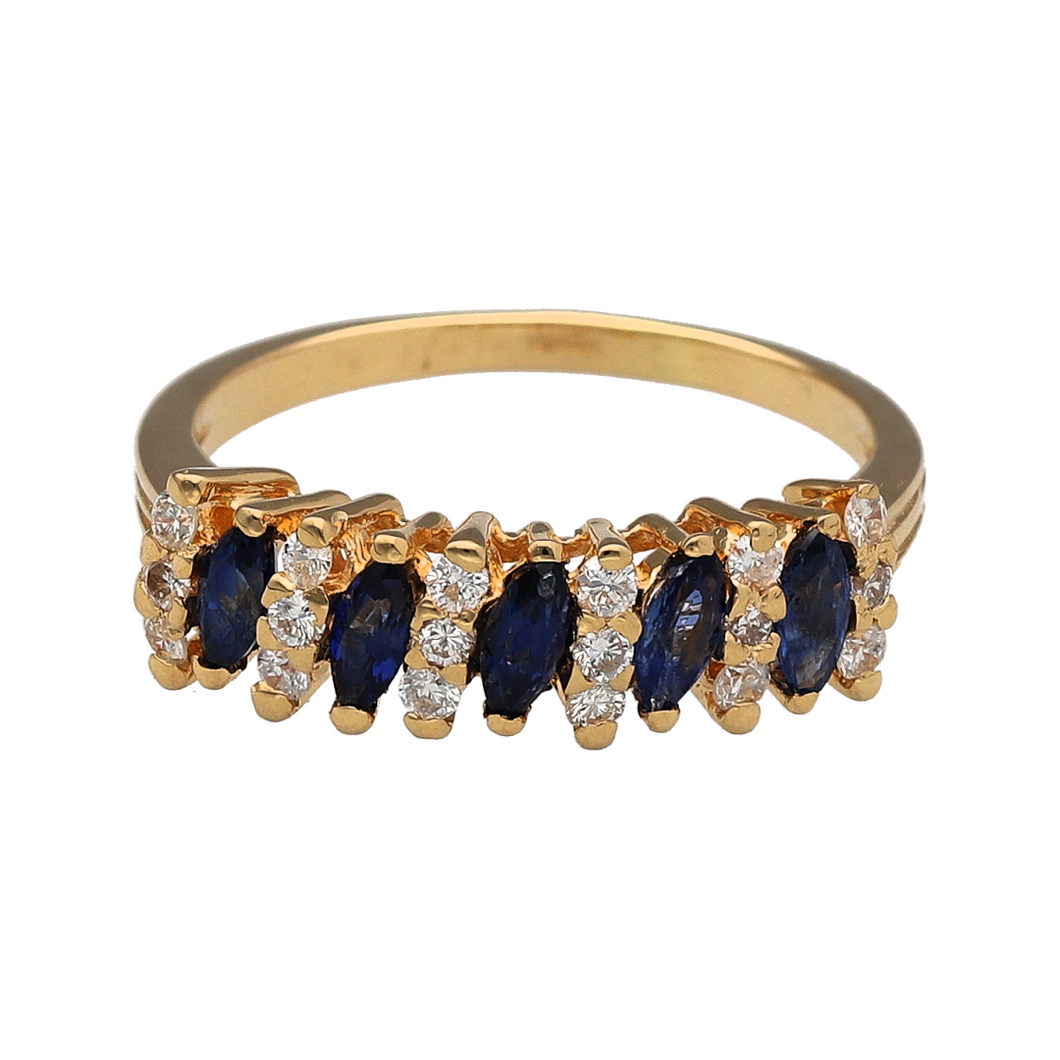 18ct Gold Diamond & Sapphire Set Band Ring