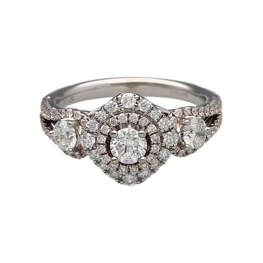 14ct White Gold & Diamond Set Halo Cluster Ring
