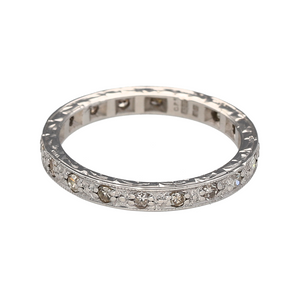 Add a touch of timeless elegance to your jewellery collection with this pre-owned 18ct white gold & diamond set full eternity band ring, featuring:

Design: A classic full eternity band, symbolising everlasting love and commitment.
Material: Crafted in 18-carat white gold, offering a sleek and polished finish.
Gemstone Detail: Set with sparkling diamonds, creating a continuous band of brilliance.
Ring Width: Measures 3mm wide, providing a refined and elegant appearance.
