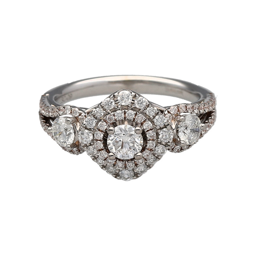 14ct White Gold & Diamond Set Halo Cluster Ring