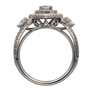 14ct White Gold & Diamond Set Halo Cluster Ring