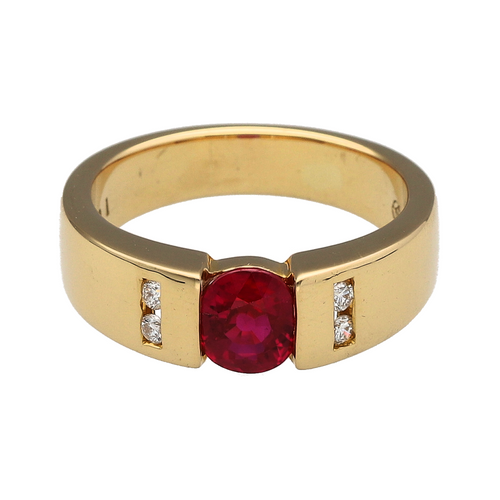 18ct Gold Diamond & Ruby Set Band Ring