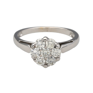18ct White Gold & Diamond Set Illusion Cluster Solitaire Ring