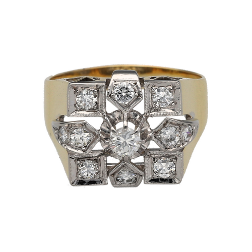 18ct Gold & Diamond Set Signet Style Ring