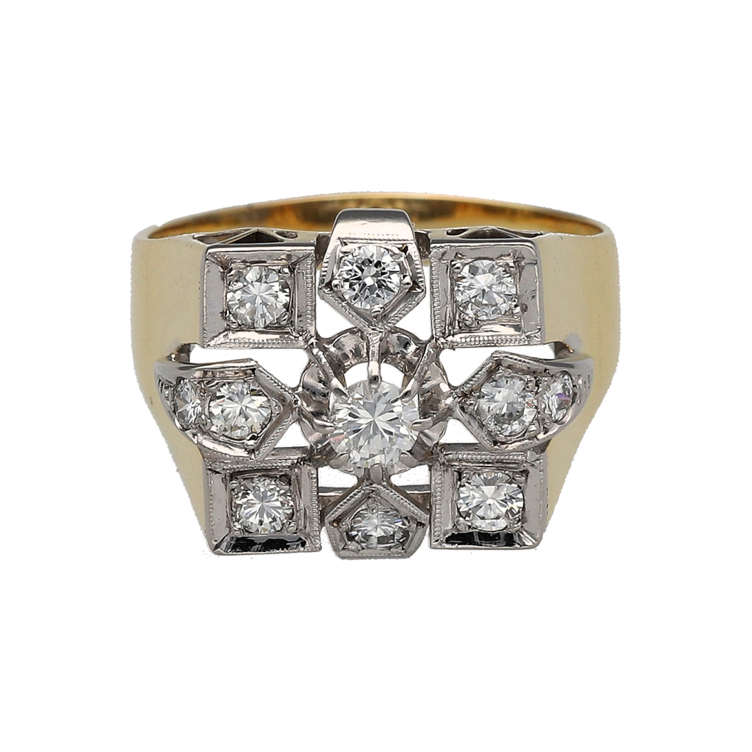 18ct Gold & Diamond Set Signet Style Ring