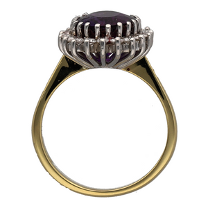 18ct Gold Diamond & Amethyst Set Cluster Ring