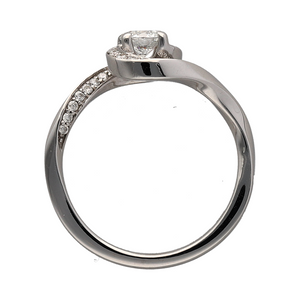 18ct White Gold & Diamond Set Twist Band Solitaire Ring