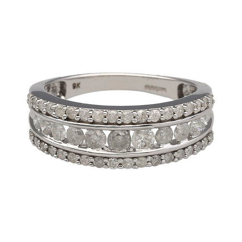 9ct White Gold & Diamond Set Band Ring