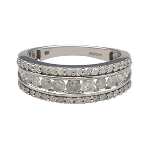 9ct White Gold & Diamond Set Band Ring
