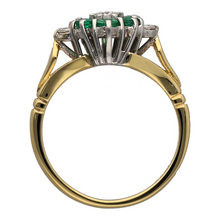 Load image into Gallery viewer, 18ct Gold Diamond &amp; Emerald Set Flower Cluster Ring
