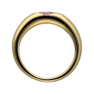 18ct Gold Diamond & Pink Sapphire Set Band Ring