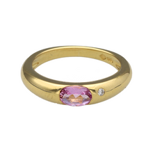 Load image into Gallery viewer, 18ct Gold Diamond &amp; Pink Sapphire Set Band Ring
