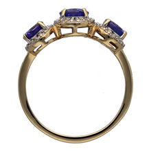 Load image into Gallery viewer, 14ct Gold Diamond &amp; Tanzanite Set Trilogy Cluster Ring
