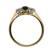 Load image into Gallery viewer, 18ct Gold Diamond &amp; Sapphire Set Trilogy Ring
