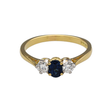 Load image into Gallery viewer, 18ct Gold Diamond &amp; Sapphire Set Trilogy Ring
