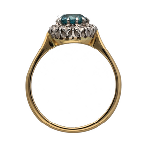 18ct Gold Diamond & Blue Cubic Zirconia Set Cluster Ring