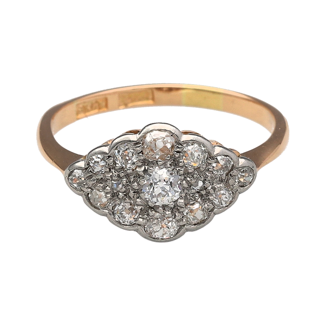 18ct Gold & Platinum Diamond Set Art Deco Style Ring