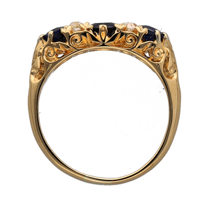 18ct Gold Diamond & Sapphire Set Vintage Ring