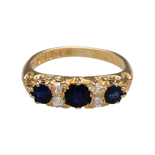 18ct Gold Diamond & Sapphire Set Vintage Ring