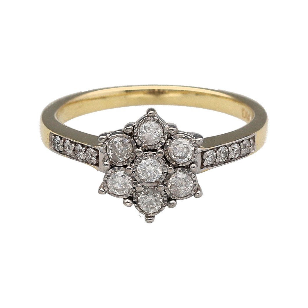 9ct Gold & Diamond Set Cluster Ring