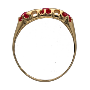 18ct Gold Diamond & Ruby Set Vintage Ring