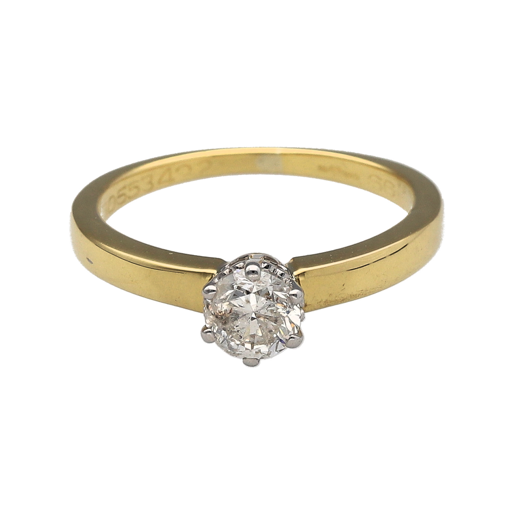 18ct Gold & Diamond Set Solitaire Ring