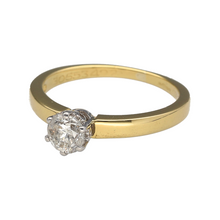 Load image into Gallery viewer, Celebrate timeless elegance with this pre-owned 18ct yellow gold diamond set solitaire ring, featuring a brilliant-cut diamond that radiates classic charm and understated sophistication:

Design: A traditional solitaire setting showcases a single brilliant-cut diamond, offering timeless style with a focus on sparkle and simplicity.
Material: Crafted from 18-carat yellow gold, the polished band provides a warm, luxurious setting that beautifully contrasts with the diamond’s bright shimmer.

