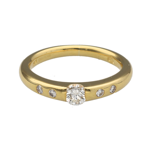 18ct Gold & Diamond Set Solitaire Ring