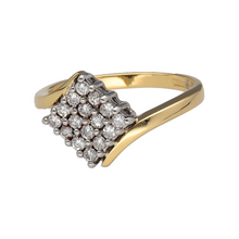 Load image into Gallery viewer, Add bold brilliance and geometric charm to your collection with this pre-owned 18ct yellow gold diamond set square offset cluster ring, offering a modern twist on a timeless design:

Design: A striking square-shaped diamond cluster is set slightly off-centre for a contemporary edge, while the classic arrangement of brilliant-cut diamonds ensures enduring elegance.
Material: Crafted from 18-carat yellow gold, the polished finish provides a warm, luxurious tone
