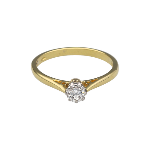 18ct Gold & Diamond Set Solitaire Ring