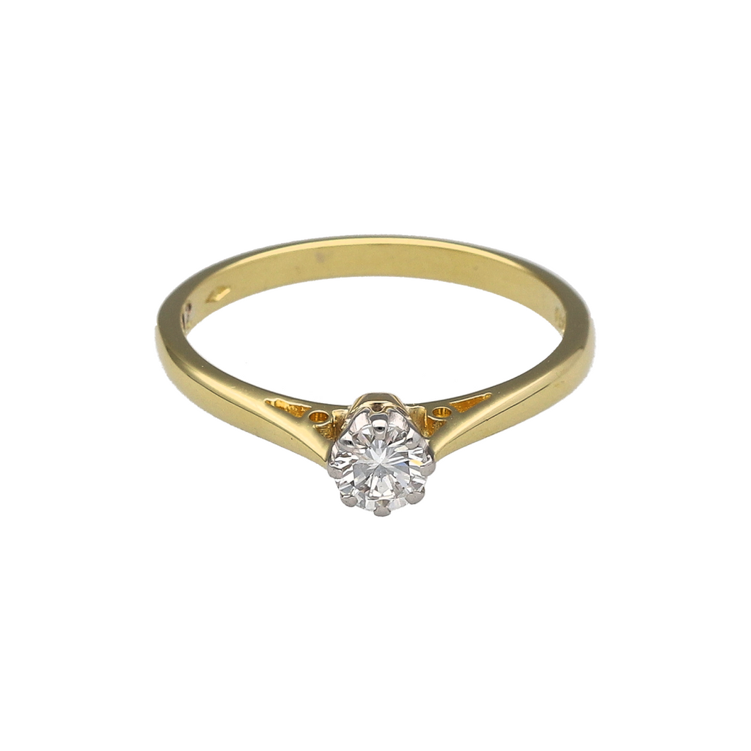 18ct Gold & Diamond Set Solitaire Ring