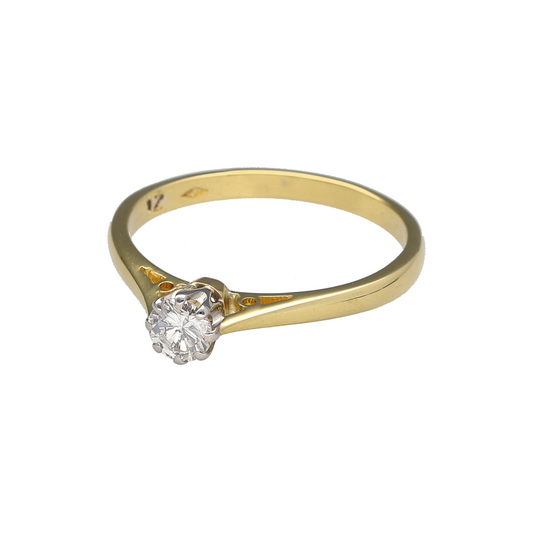 Bring classic elegance to your collection with this pre-owned 18ct yellow gold diamond set solitaire ring, featuring a timeless design with understated brilliance—perfect for engagements, anniversaries, or everyday refinement.

Design: The ring showcases a single brilliant-cut diamond, approximately 0.25 carats in size, set in a traditional claw setting for maximum light and sparkle.
Material: Made from 18-carat yellow gold