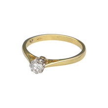 Load image into Gallery viewer, Bring classic elegance to your collection with this pre-owned 18ct yellow gold diamond set solitaire ring, featuring a timeless design with understated brilliance—perfect for engagements, anniversaries, or everyday refinement.

Design: The ring showcases a single brilliant-cut diamond, approximately 0.25 carats in size, set in a traditional claw setting for maximum light and sparkle.
Material: Made from 18-carat yellow gold
