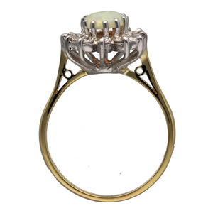 18ct Gold Diamond & Opal Set Cluster Ring