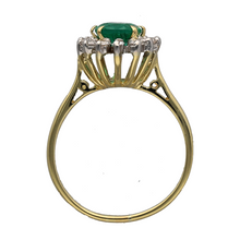 Load image into Gallery viewer, 18ct Gold Diamond &amp; Emerald Set Cluster Ring
