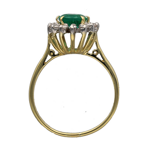 18ct Gold Diamond & Emerald Set Cluster Ring
