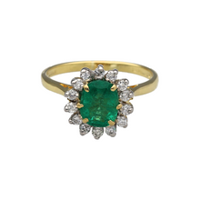 Load image into Gallery viewer, 18ct Gold Diamond &amp; Emerald Set Cluster Ring
