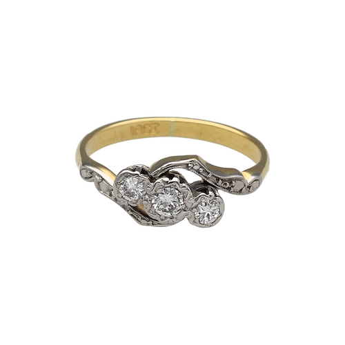 18ct Gold & Platinum Diamond Set Trilogy Twist Ring