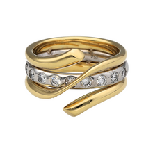 Load image into Gallery viewer, 18ct Gold &amp; DIamond Set Three Band Wrap Around Ring
