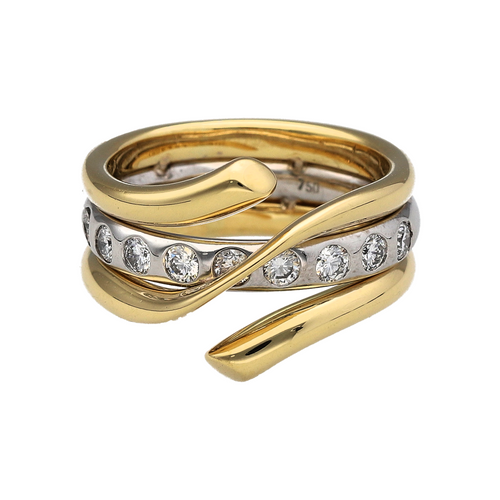 18ct Gold & DIamond Set Three Band Wrap Around Ring