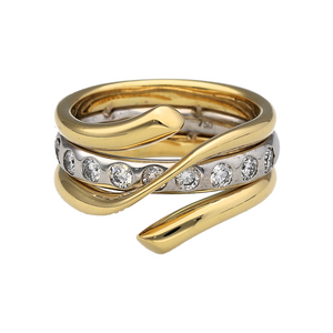 18ct Gold & DIamond Set Three Band Wrap Around Ring